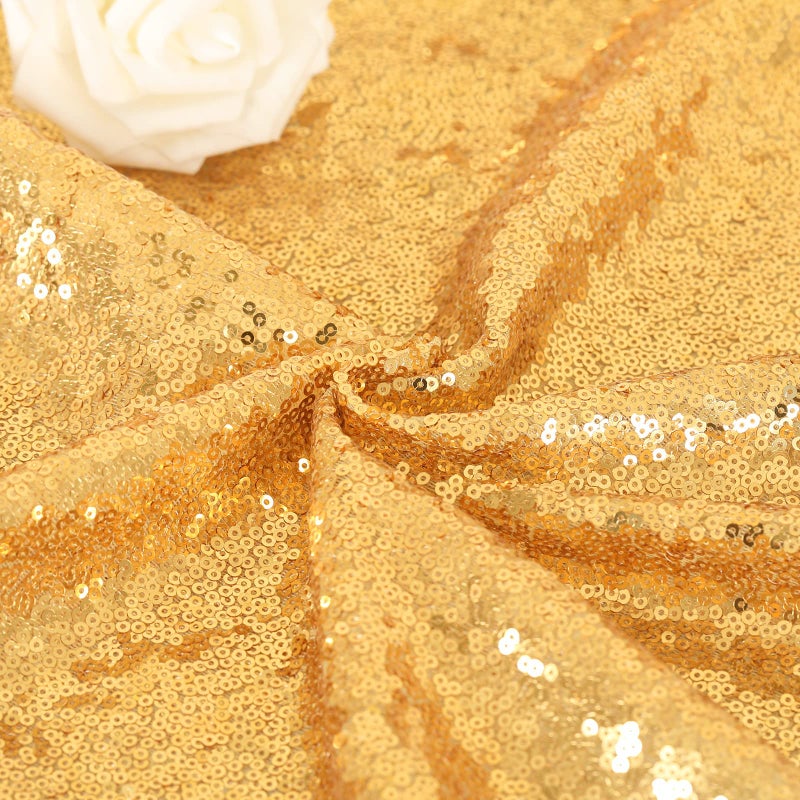 B.Cool B-COOL Gold Sequin Tablecloth Birthday Table Cloths for Parties Rectangle Wedding Tablecloth Sparkly Sequin Fabric Tablecloth Christmas 90x90inches - Image 5